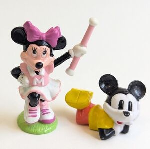 Pr. VTG Disney Minnie & Mickey Mouse PVC Toy Figurines APPLAUSE Cheerleader